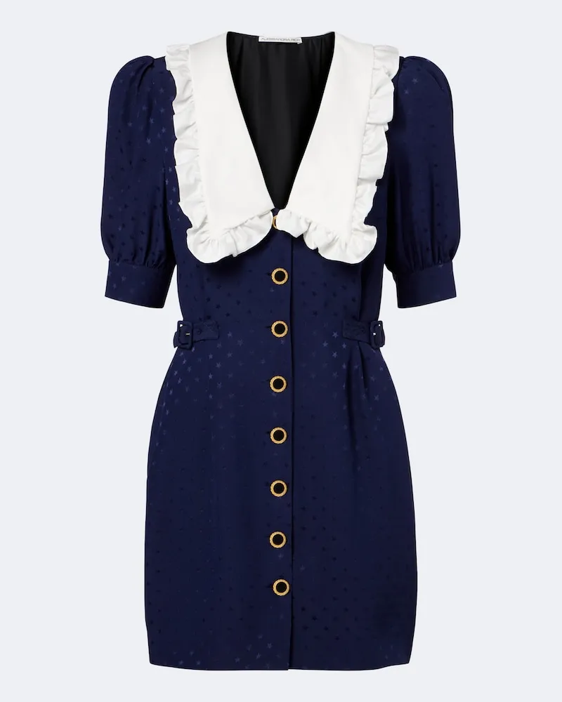 Alessandra Rich Abito mini in jacquard di seta con cintura Blu