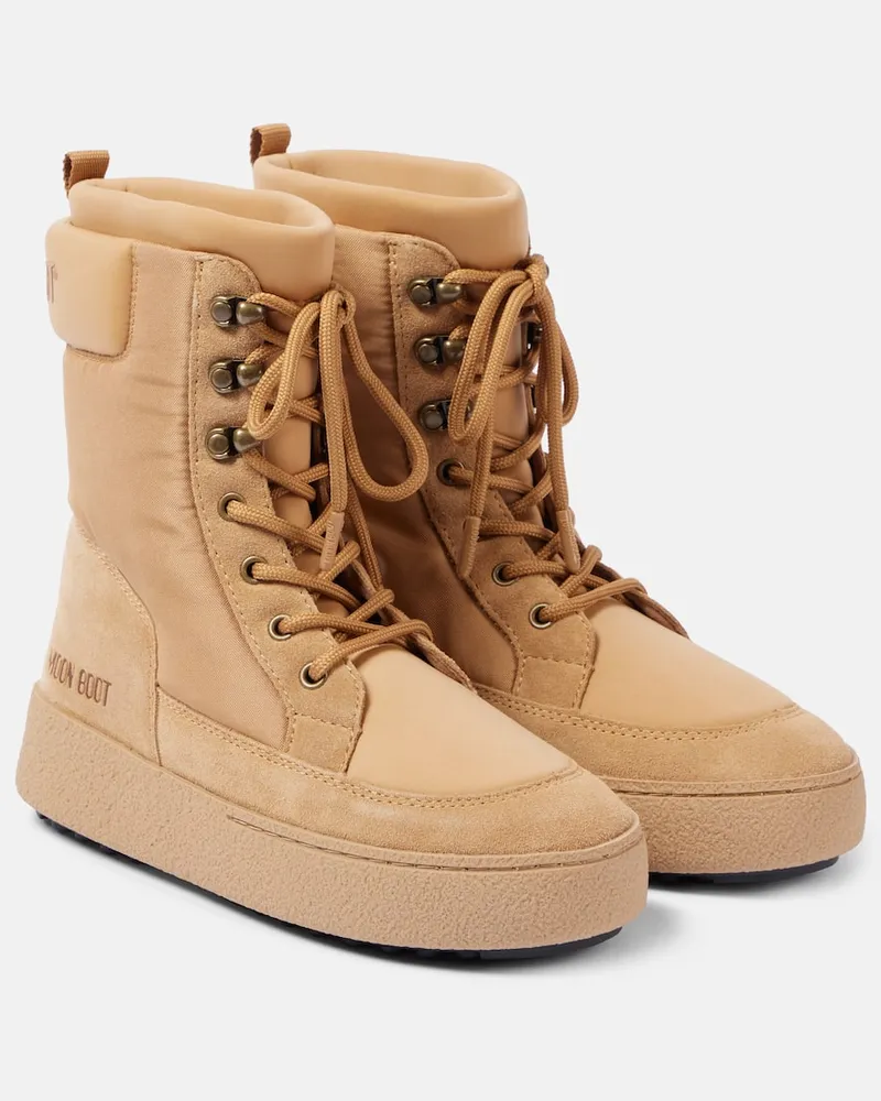 Moon Boot Anfibi Ltrack con suede Beige