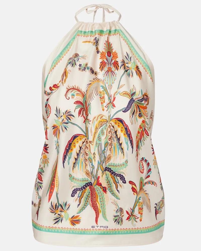 Etro Top in seta con stampa Bianco