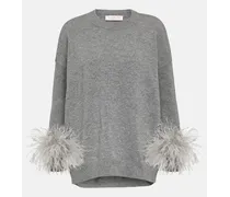 Pullover in lana vergine con piume