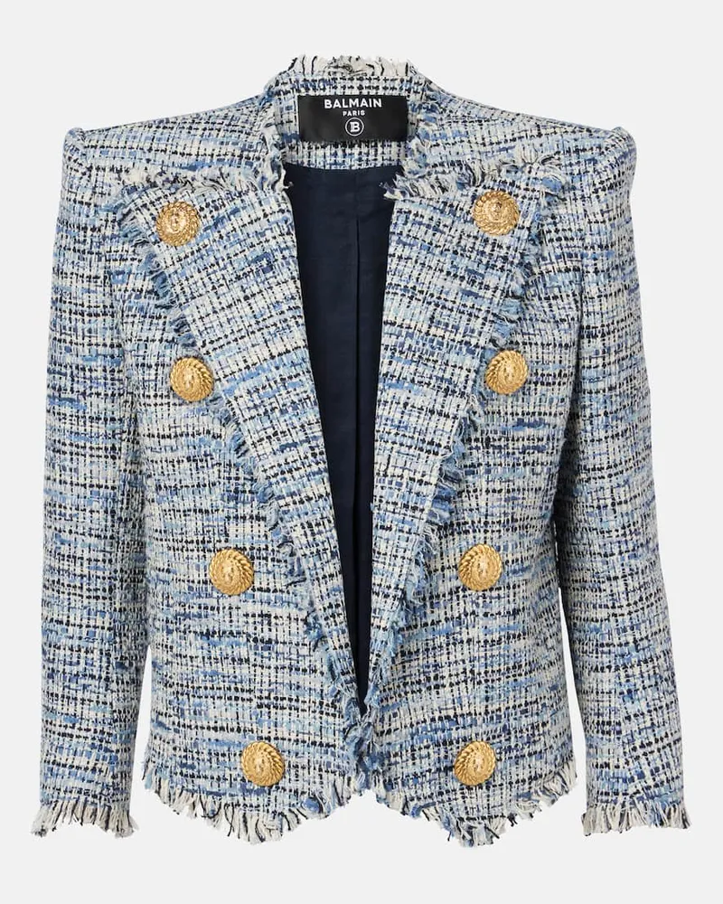 Balmain Giacca Side To Side in tweed Blu