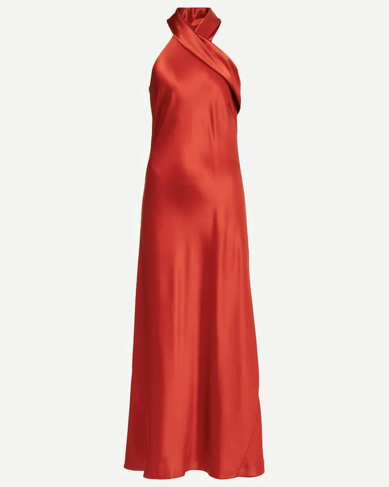 GALVAN Abito da cocktail in raso Pandora Rosso