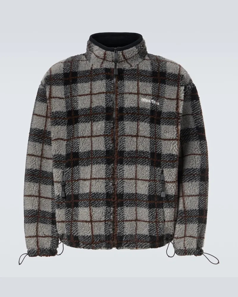 Miu Miu Giacca in teddy a quadri Grigio