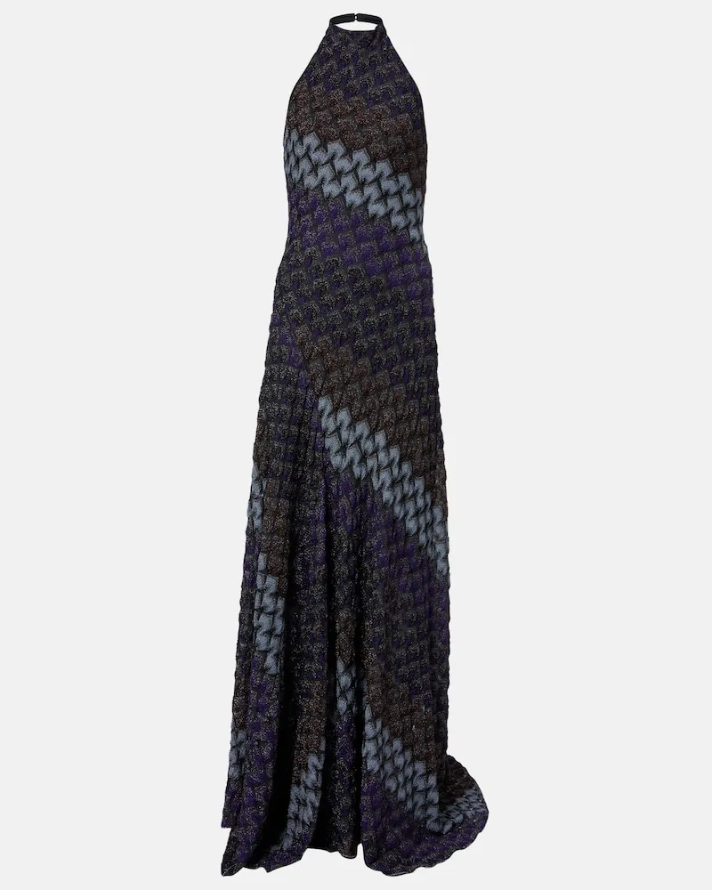 Missoni Abito lungo in lamé con scollo all'americana Multicolore