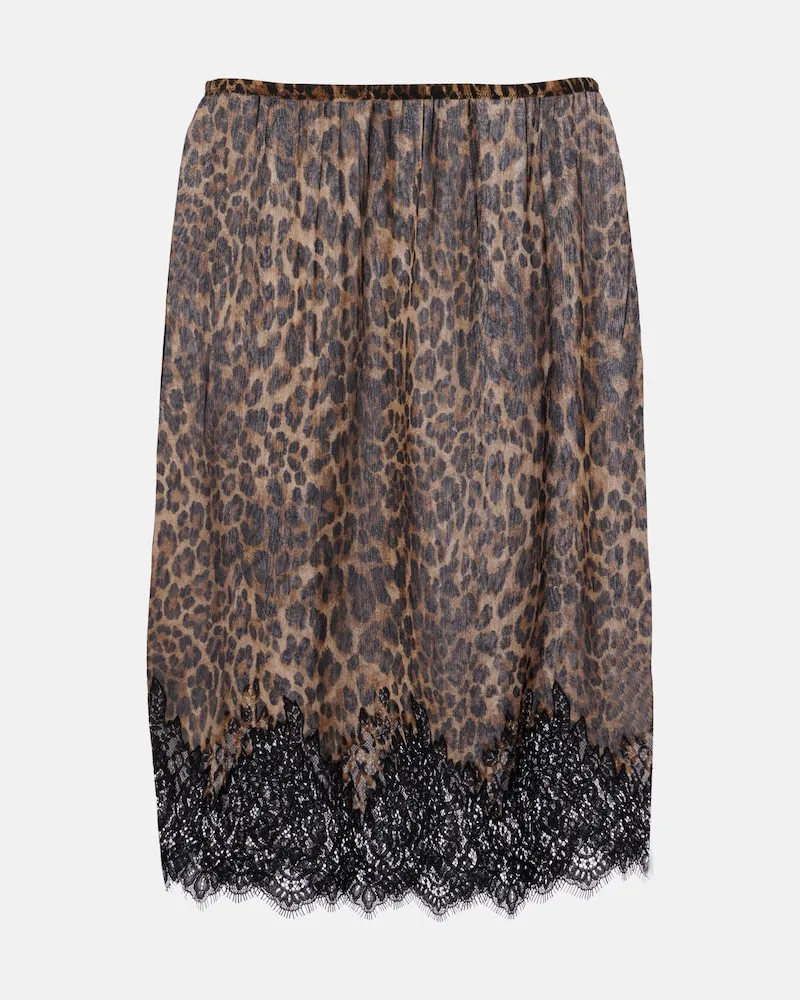 Nili Lotan Gonna midi Thea in seta con stampa animalier Marrone