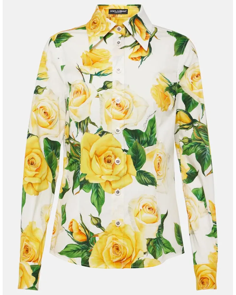 Dolce & Gabbana Camicia in popeline di misto cotone Multicolore