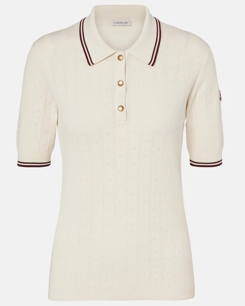 Moncler Polo in maglia di cotone Bianco