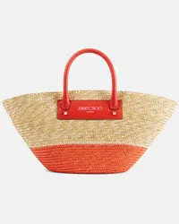 Jimmy Choo Borsa Beach Basket Medium in rafia Multicolore