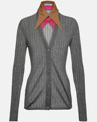 Prada Cardigan in cashmere, lana e seta Grigio