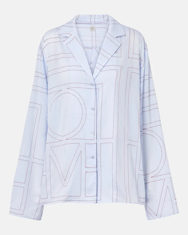 Totême Camicia in misto cotone con ricamo Blu