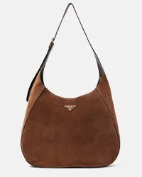 Prada Borsa Large in suede Marrone