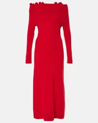 Altuzarra Abito lungo Lunaire  in cashmere con scollo bardot Rosso