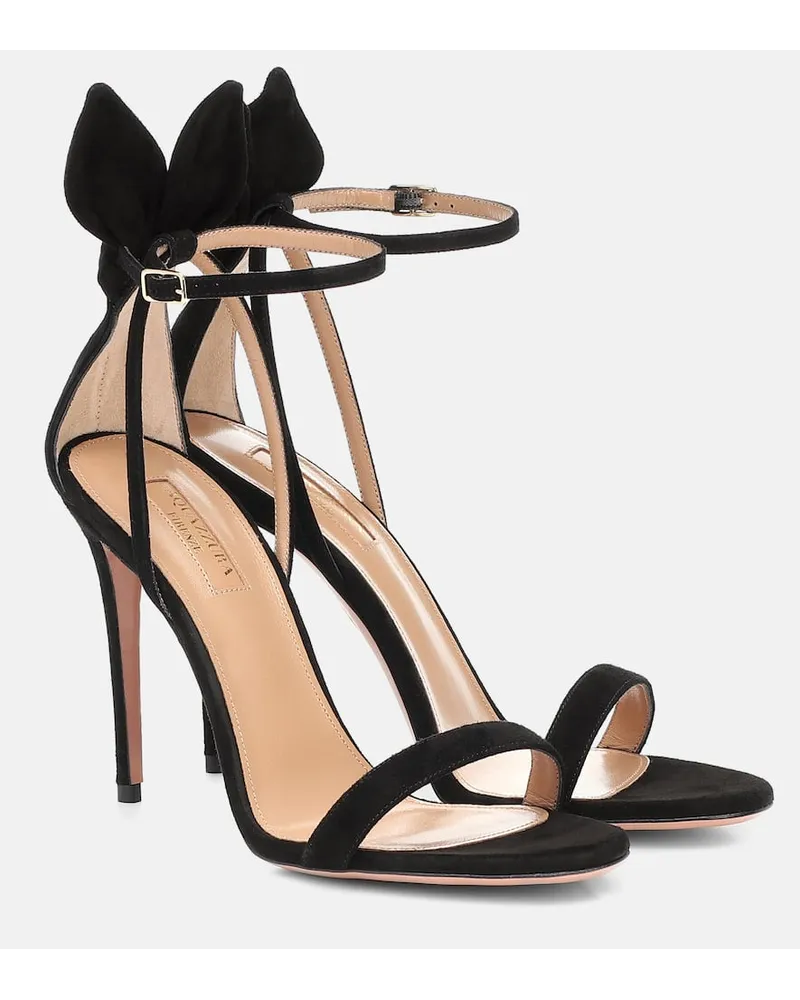 Aquazzura Sandali Bow Tie 105 in suede Nero
