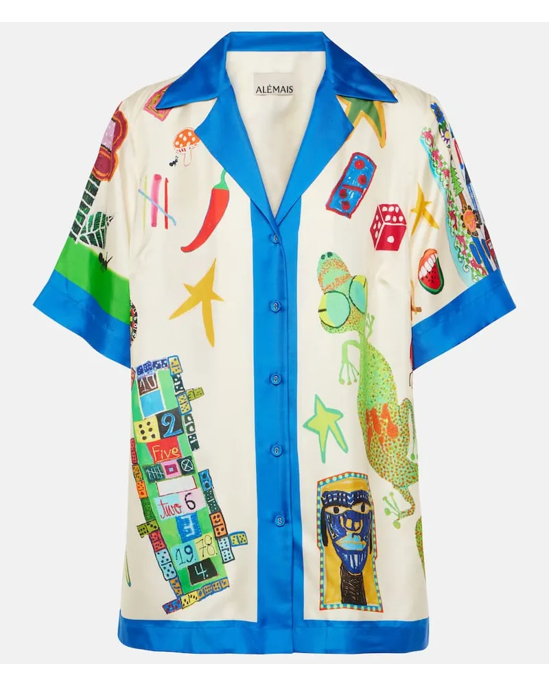 ALEMAIS AlÃ©mais Camicia Rollers in seta con stampa Bianco