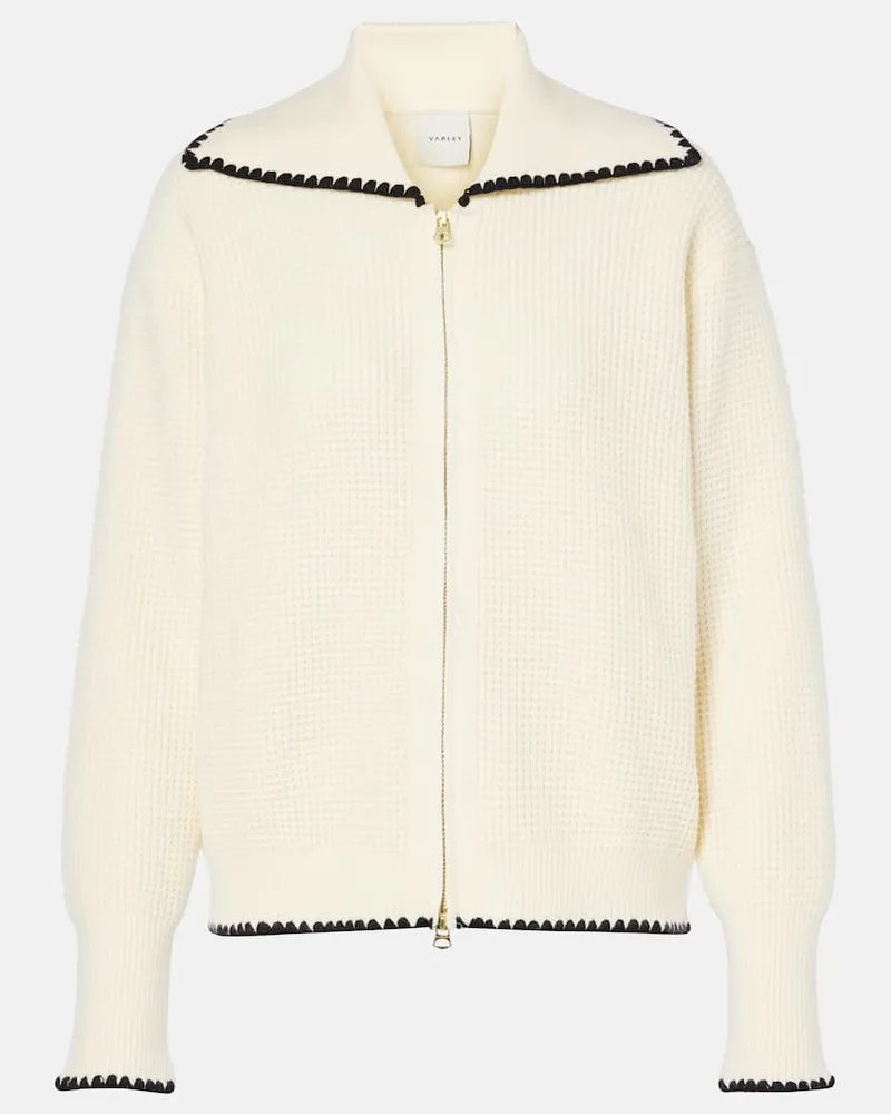 Varley Cardigan Sibley con zip Bianco