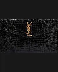 Saint Laurent Clutch Uptown in vernice Nero