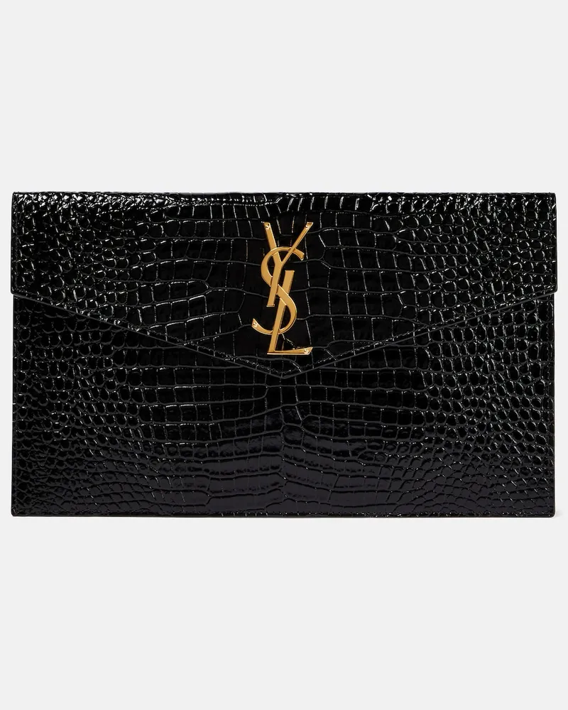 Saint Laurent Clutch Uptown in vernice Nero