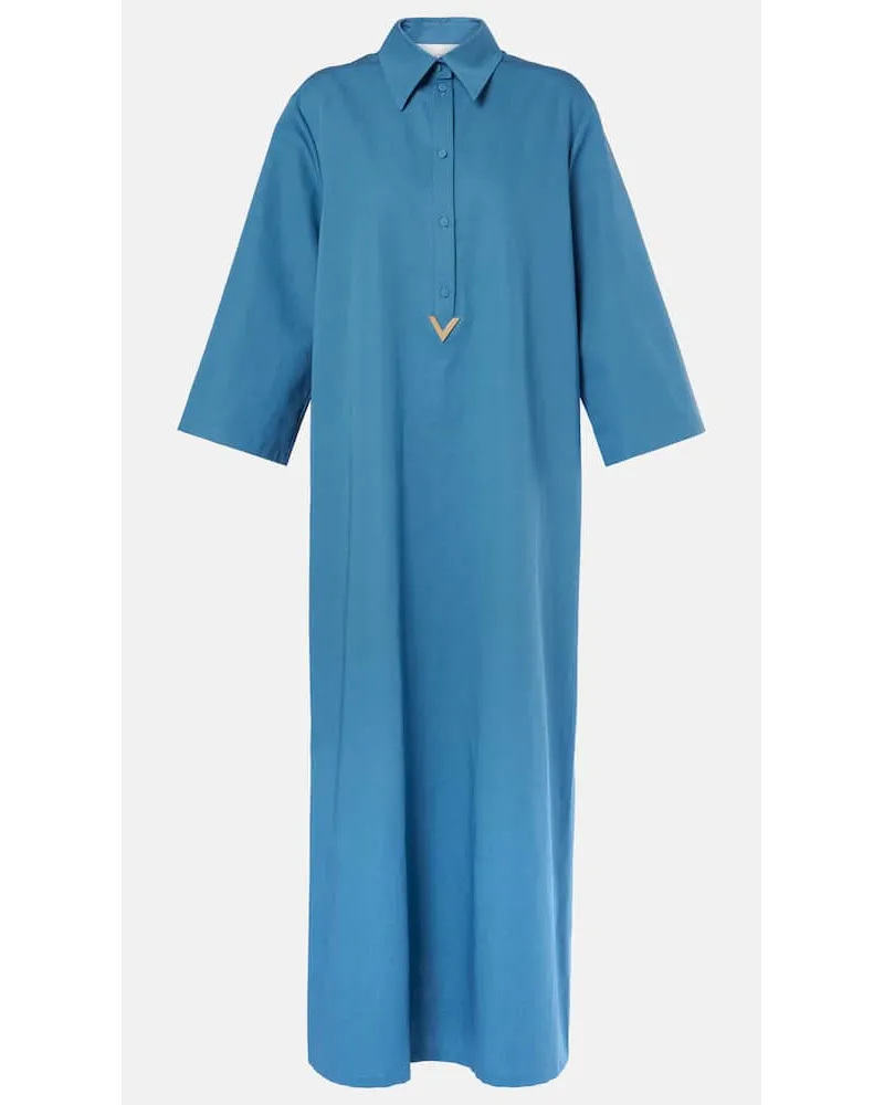 Valentino Garavani Abito chemisier VGold in lino e cotone Blu