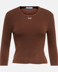 Prada Pullover in misto cotone a coste Marrone