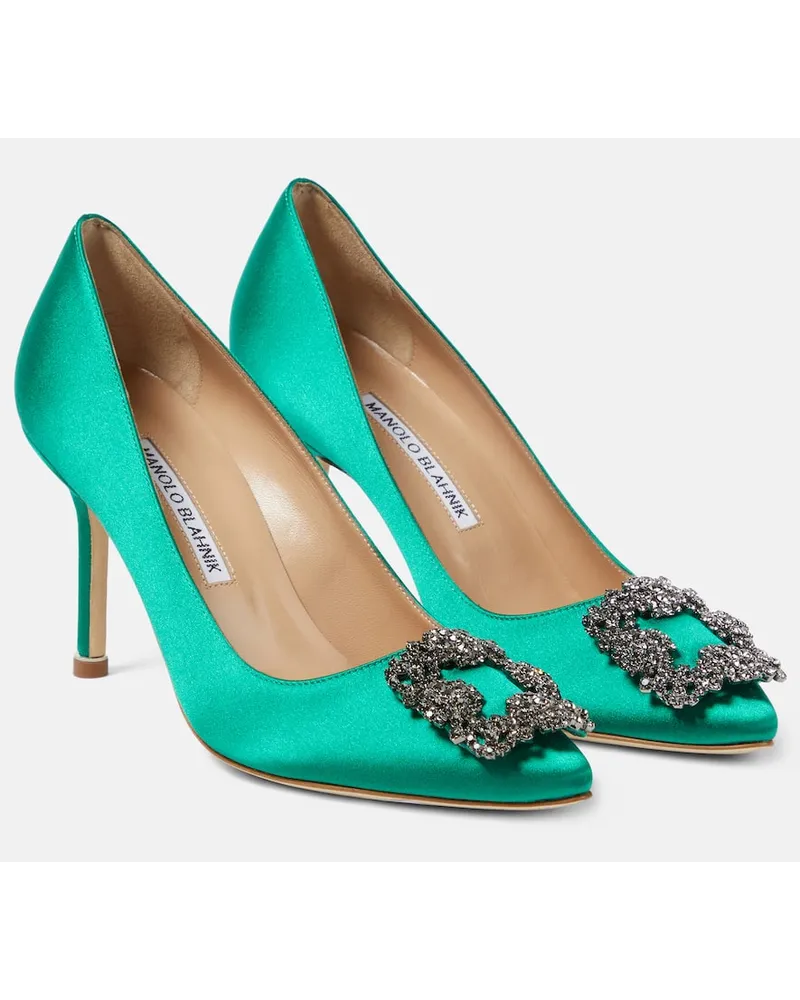 Manolo Blahnik Pumps Hangisi in raso Verde