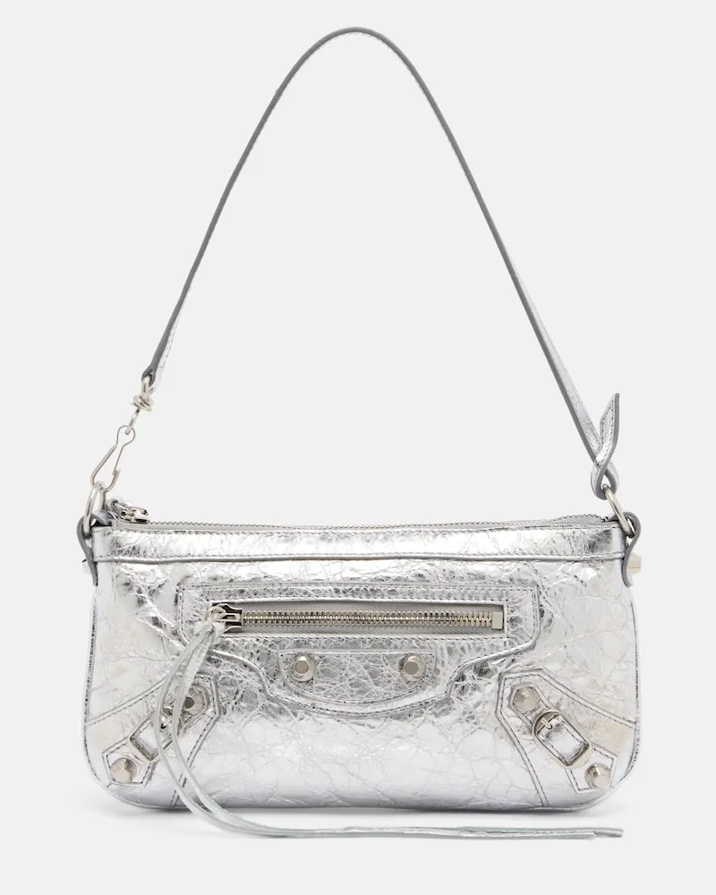 Balenciaga Borsa a spalla Le City in pelle metallizzata Argento