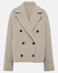 Brunello Cucinelli Cappotto cropped in lana e cashmere Beige