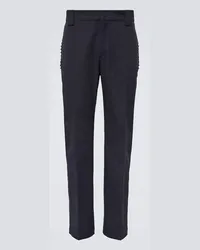 Valentino Garavani Pantaloni regular Rockstud in canvas Blu