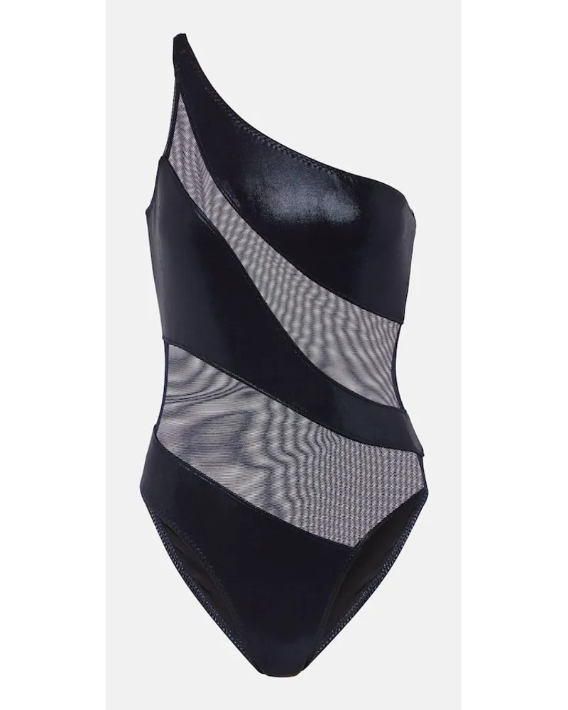 Norma Kamali Costume intero monospalla Snake Blu