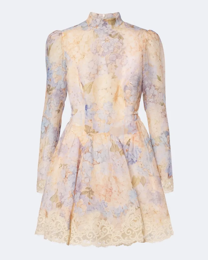 Zimmermann Abito corto Valiant in seta e lino Beige