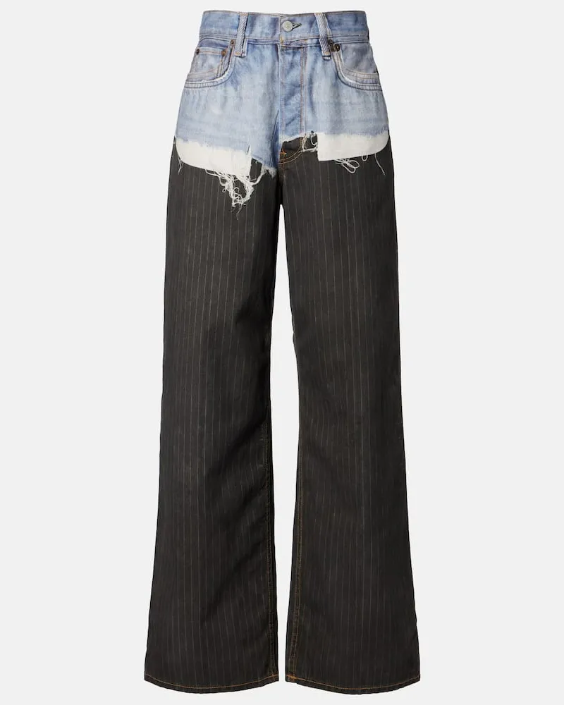 Acne Studios Jeans 1981 a gamba larga con righe gessate Nero