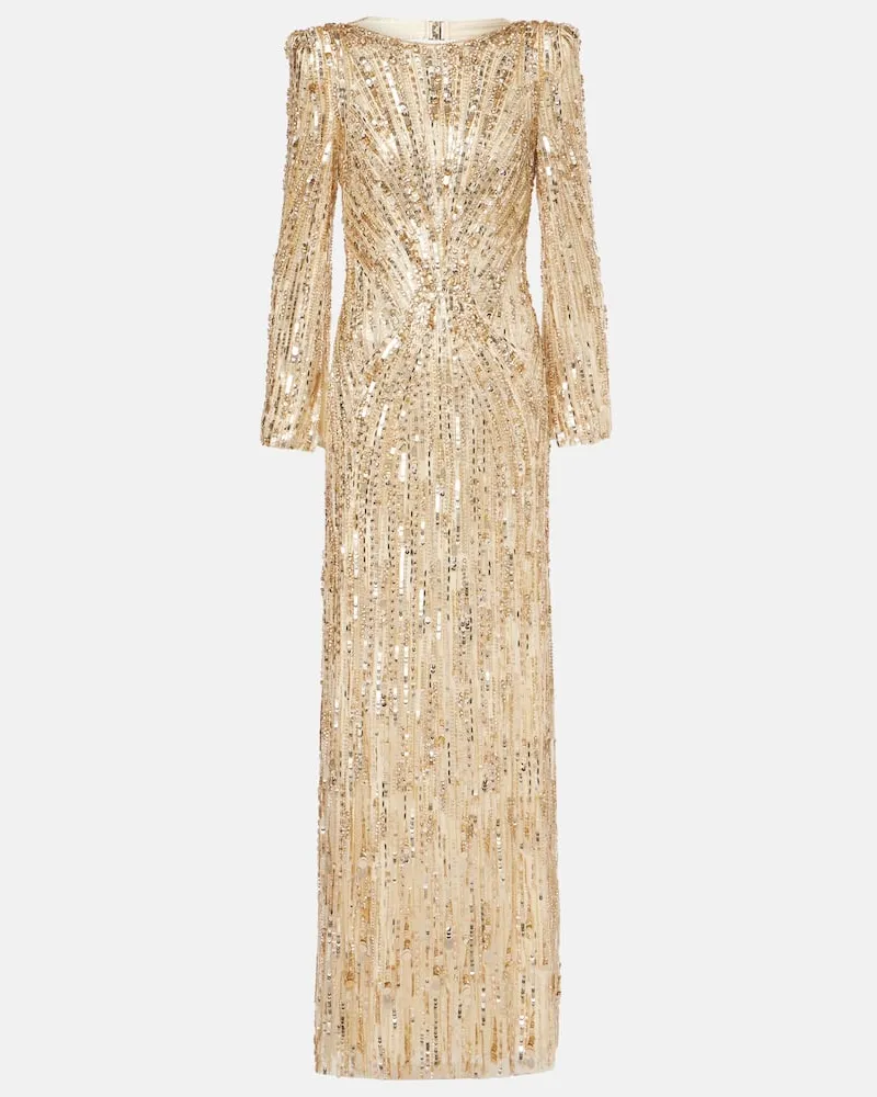 Jenny Packham Abito lungo con paillettes Oro