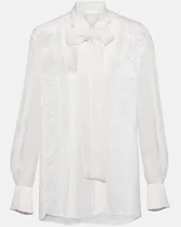 Dolce & Gabbana Blusa in misto seta e pizzo Bianco