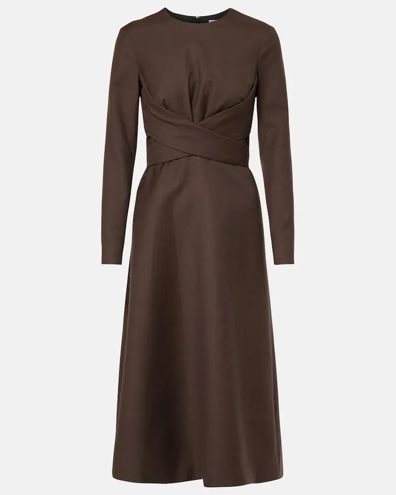 EMILIA WICKSTEAD Abito midi Elta in lana Marrone