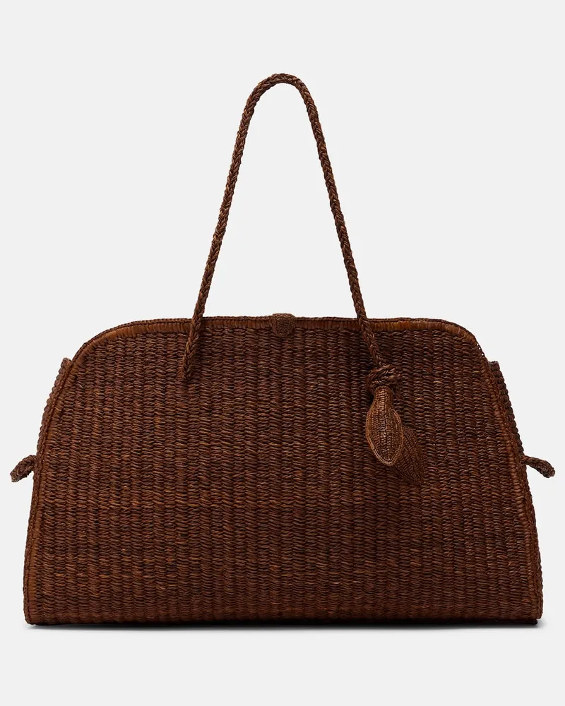 Jacquemus Borsa bowling Turismo Large in rafia Marrone
