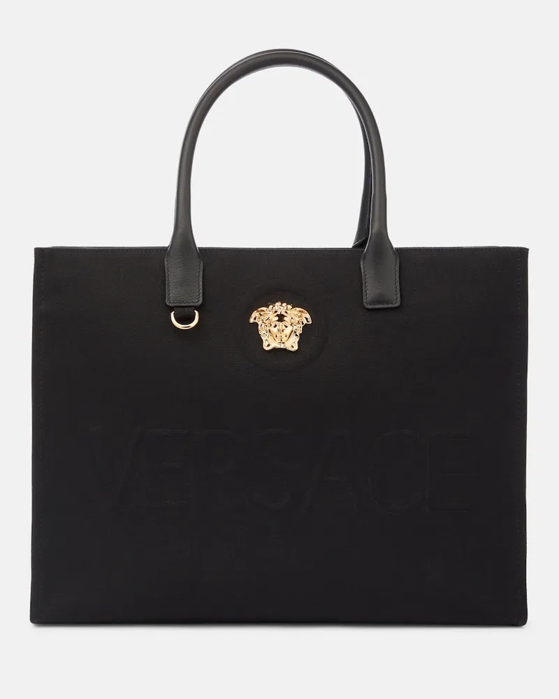 Versace Borsa La Medusa in canvas di cotone Nero