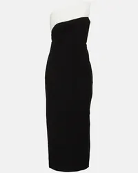 Roland Mouret Abito midi in crêpe senza spalline Multicolore