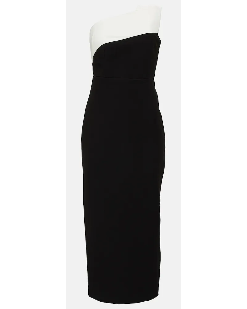 Roland Mouret Abito midi in crÃªpe senza spalline Multicolore