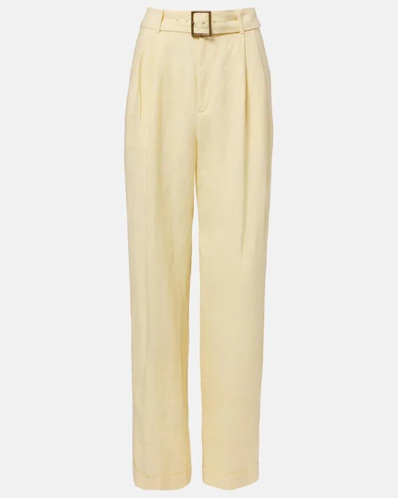 Ralph Lauren Pantaloni regular in lino con cintura Giallo