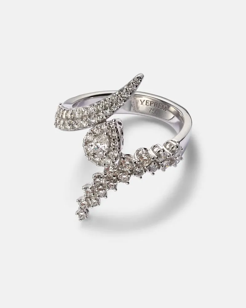 YEPREM Anello Y-Not in oro bianco 18kt con diamanti Argento