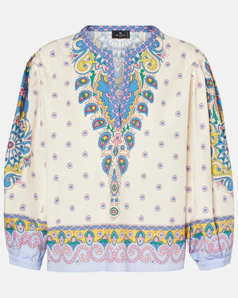 Etro Top in cotone con stampa Bianco