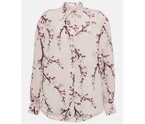 Camicia oversize in seta con stampa floreale