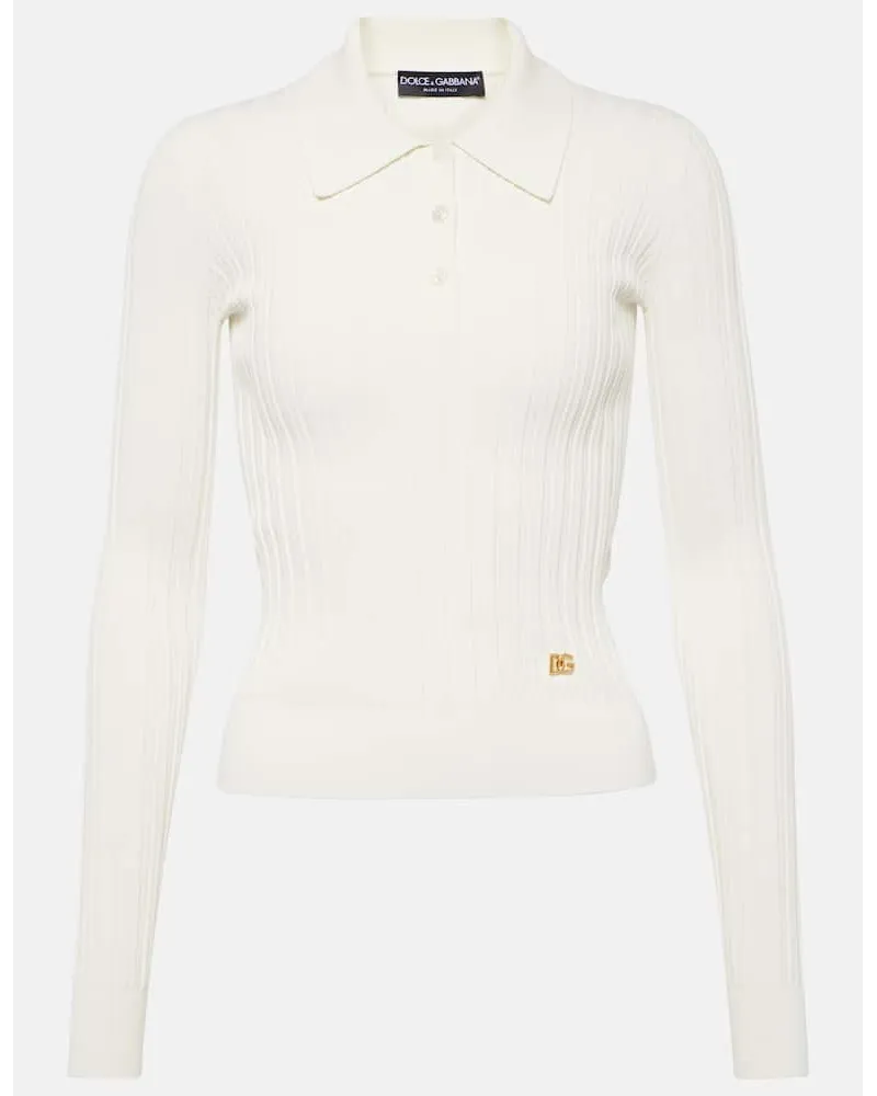 Dolce & Gabbana Polo in maglia a coste Bianco