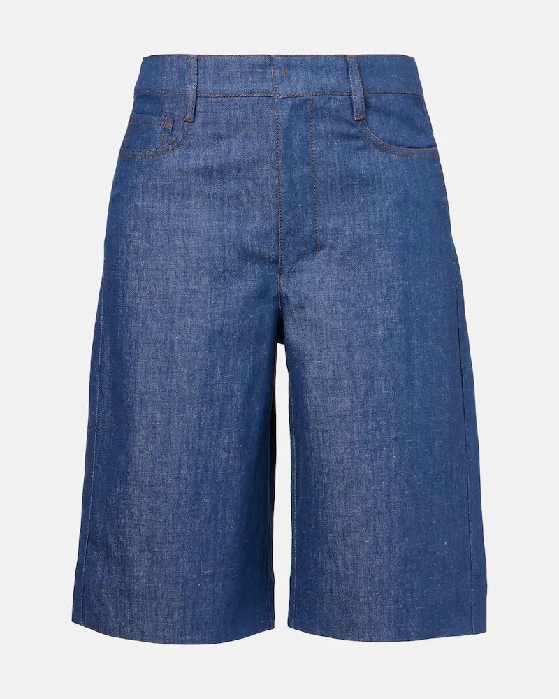 Max Mara Shorts Eric in cotone e lino Blu