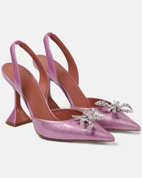 Amina Muaddi Pumps slingback Rosie in vernice con cristalli Rosa