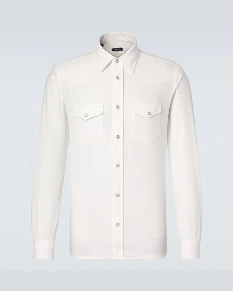Tom Ford Camicia Western in velluto a coste di cotone Bianco