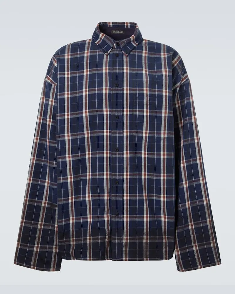 Balenciaga Camicia reversibile in flanella e pile Blu