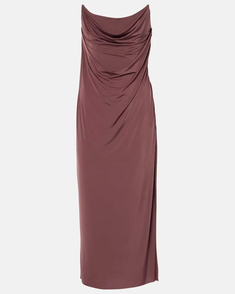 Alex Perry Abito bustier in jersey con ruches Rosso