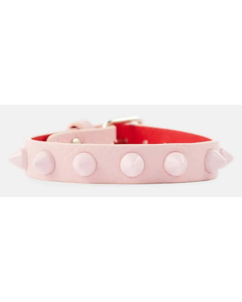 Christian Louboutin Bracciale Loubilink in pelle con borchie Rosa