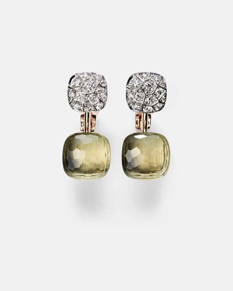 Pomellato Orecchini Nudo in oro rosa e bianco 18kt con prasiolite e diamanti Oro