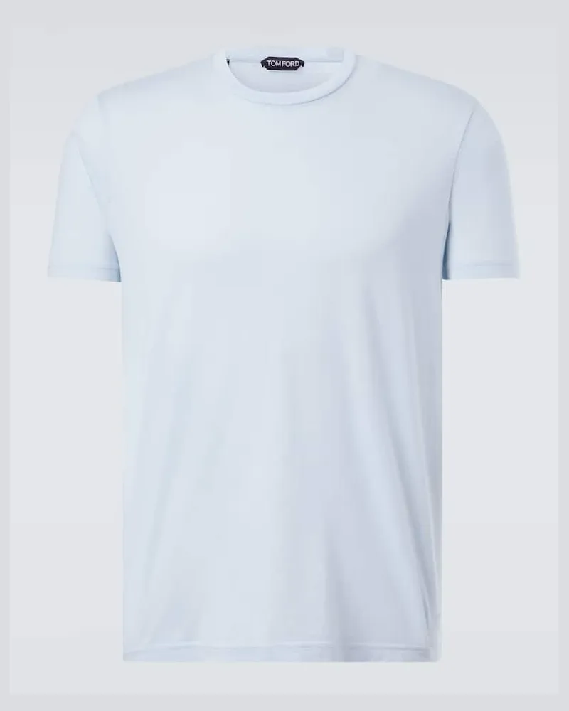 Tom Ford T-shirt in jersey di cotone e seta Blu